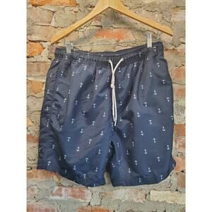 Nautica Mens Swim shorts Trunks size L navy Anchors T